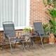 image 1 of Outsunny Garden Bistro Set, 3 Pieces Table and Chairs Set, Outdoor Garden Furniture with Foldable Breathable Mesh Fabric Armchairs & Glass Top Coffee Table | Grey