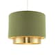 image 1 of Olive Green Linen Fabric Pendant Shade with Brushed Gold Metal Ring Green
