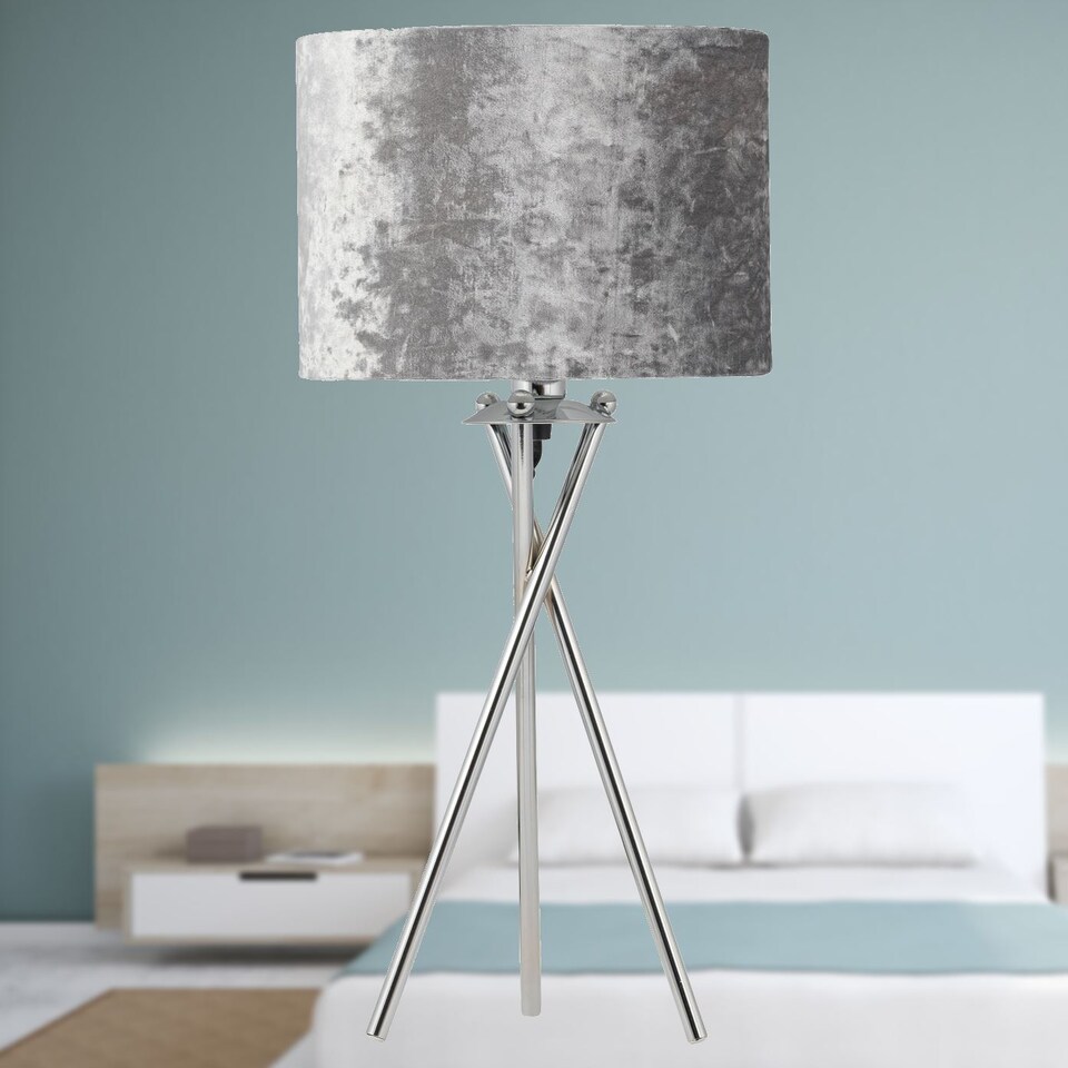 image 1 of Set of 2 Chrome Tripod Table Lamps Base Only | Chrome | Medium | 2