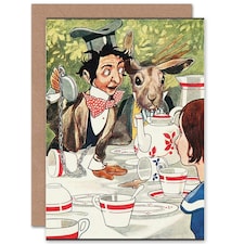 Book Alice Wonderland Carroll Mad Hatter Art Card