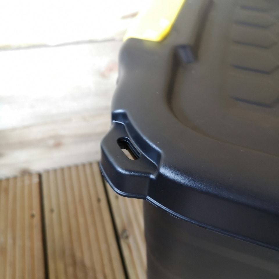 image 1 of 6 x 24L Heavy Duty Storage Boxes, Sturdy, Lockable, Stackable and Nestable Design Storage Chests with Clips in Black