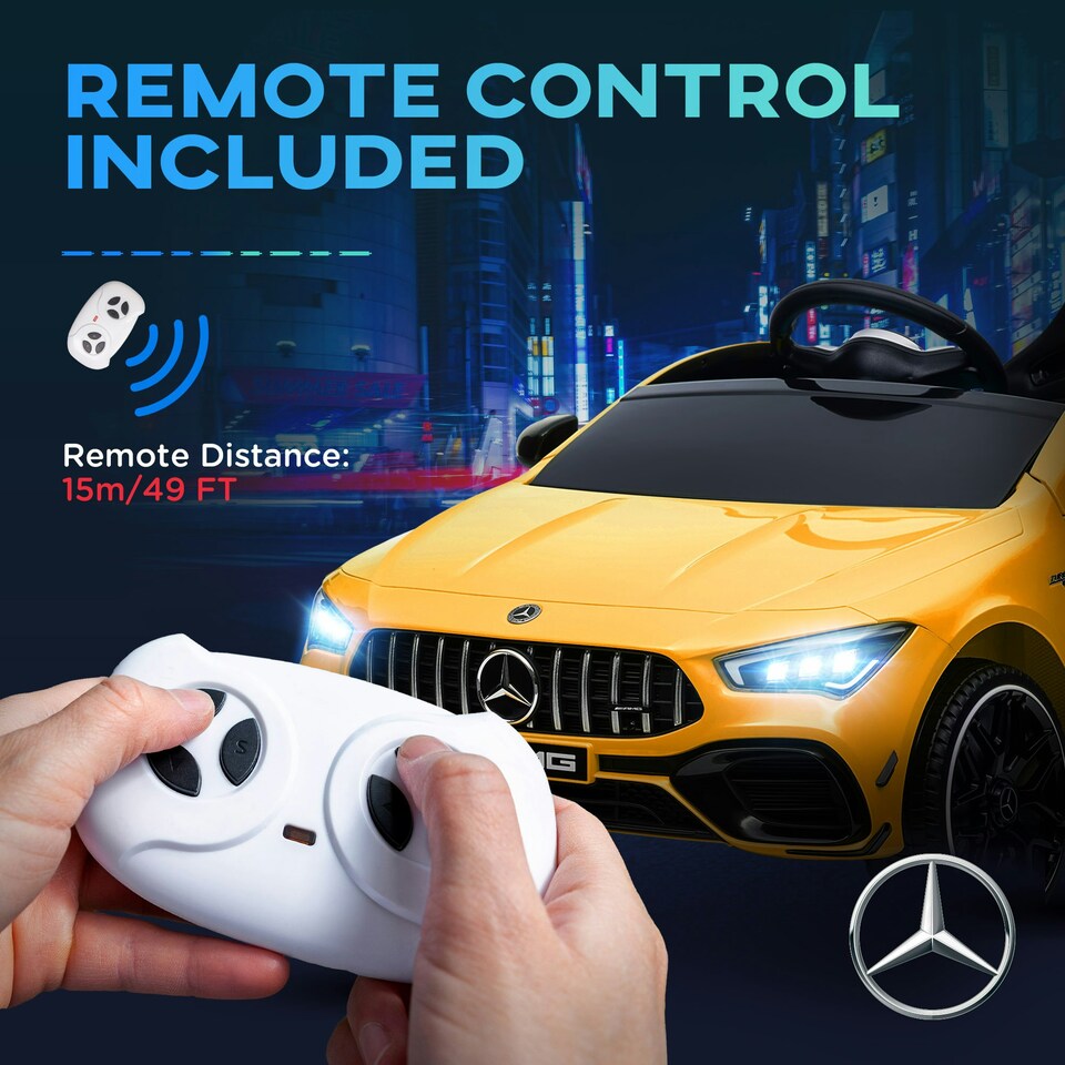 image 1 of AIYAPLAY Mercedes-Benz AMG CLA 45 Licensed 12V Ride on Car w/ Music - Yellow