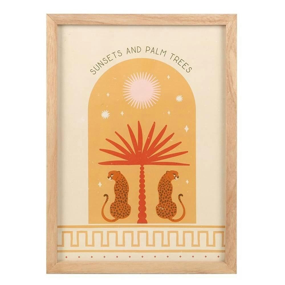 Something Different Leopard Palm Framed Poster - Beige/Yellow/Orange - One Size