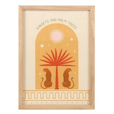 Something Different Leopard Palm Framed Poster - Beige/Yellow/Orange - One Size