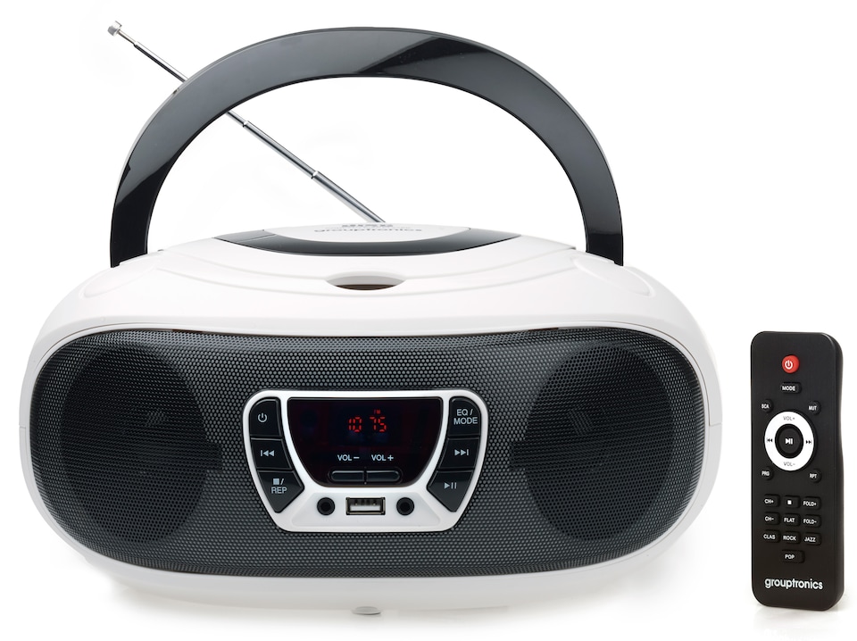 image 1 of Grouptronics Small Portable CD Player For Home With Speakers – Boombox Mains Or Battery Powered, FM Radio, Supports MP3 Audio Books - GTCDR-501