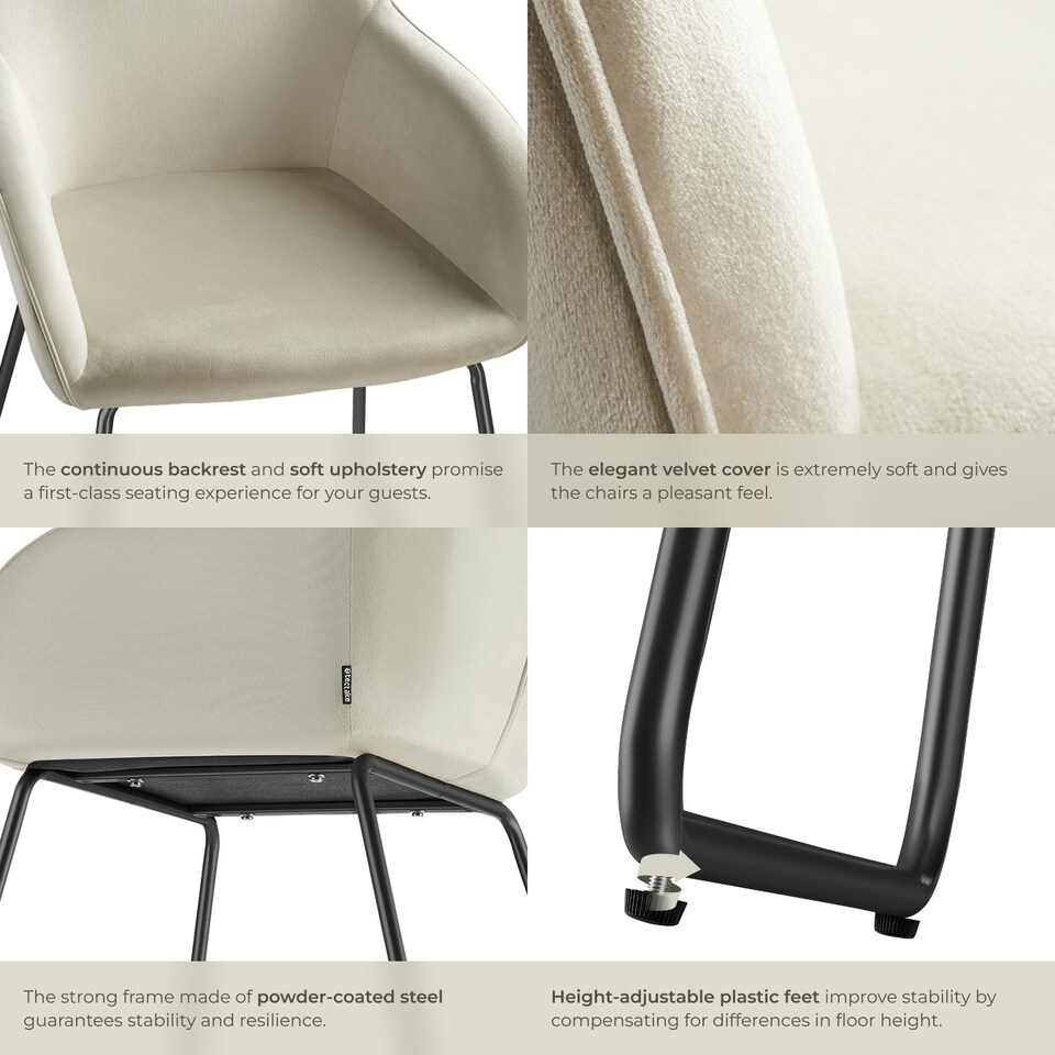 image 1 of Dining Chair Jeane - velvet look, cantilever frame - Set of 4 Cream | Velvet Cream/Black