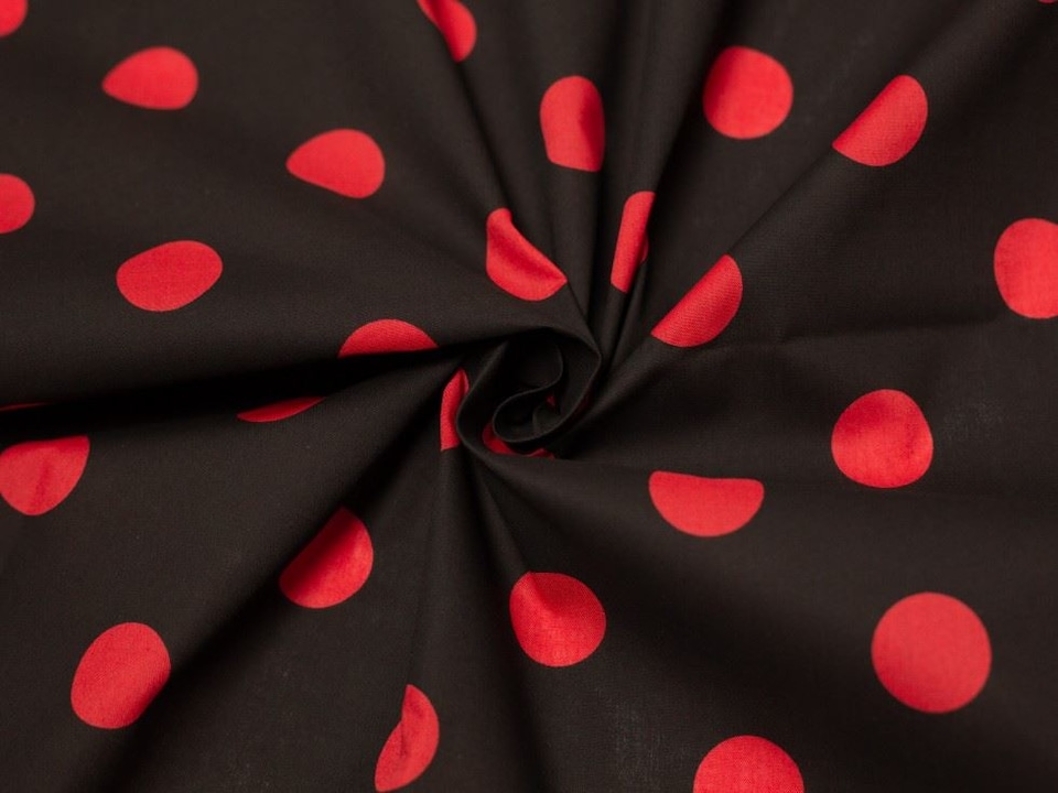 Minerva Core Range Black Printed Polycotton Fabric for Dressmaking, 112.5cm / 44" Wide - per metre