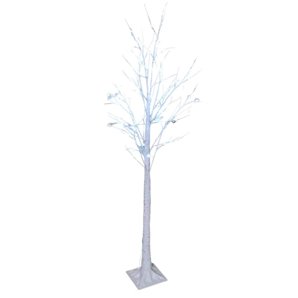 image 1 of 1.8m (6ft) Indoor Outdoor Christmas Lit Birch Tree with 80 Ice White LEDs