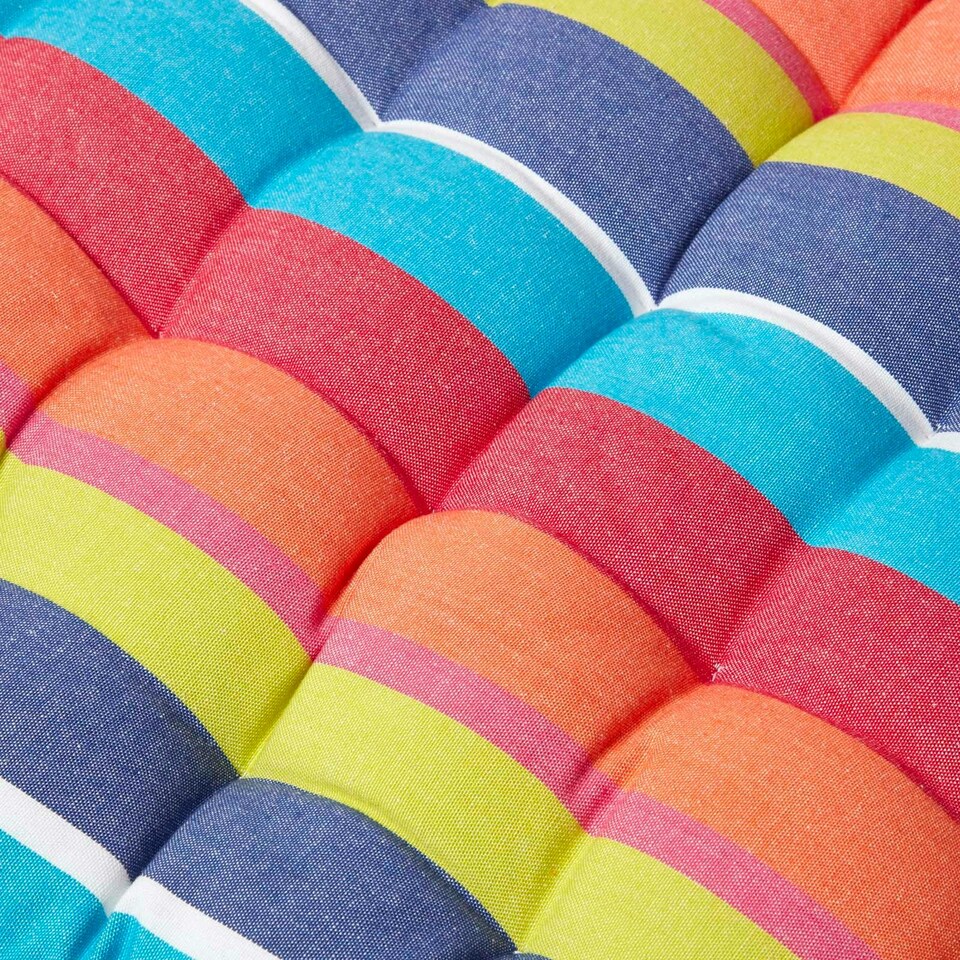 image 1 of Homescapes Garden Bench Cushion Luxury 2 Seater Cotton Stripe Indoor Outdoor Seat Pad | Multi | 108 x 42 cm | 1