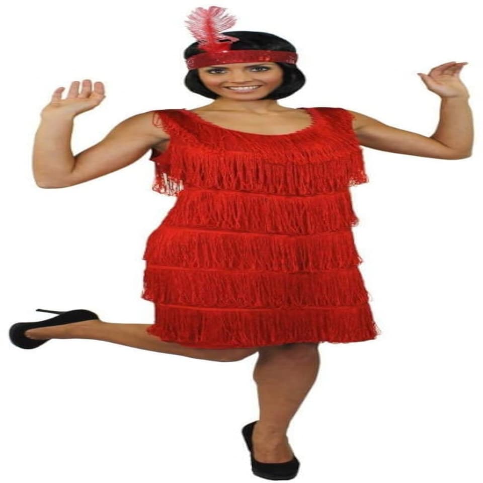 image 1 of Ladies Red Flapper Dress Red | L