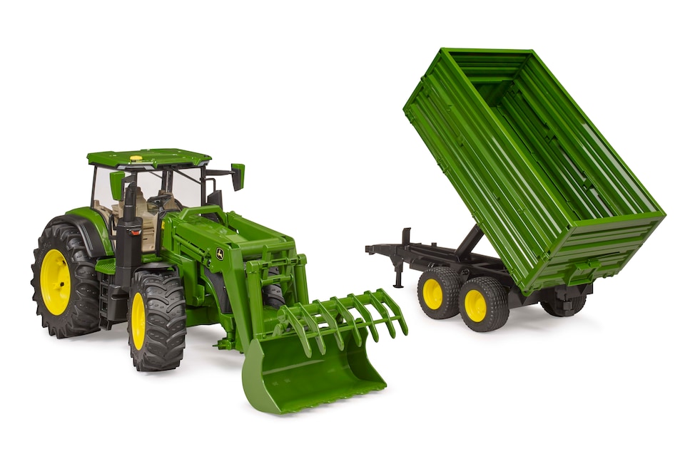 image 1 of Bruder John Deere 7R 350 frontloader and tandemaxle tipping trailer Construction Loader Model
