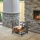 image 2 of Outsunny Firewood Log Rack Fireplace Log Holder w/ Handles Outdoor Indoor Black
