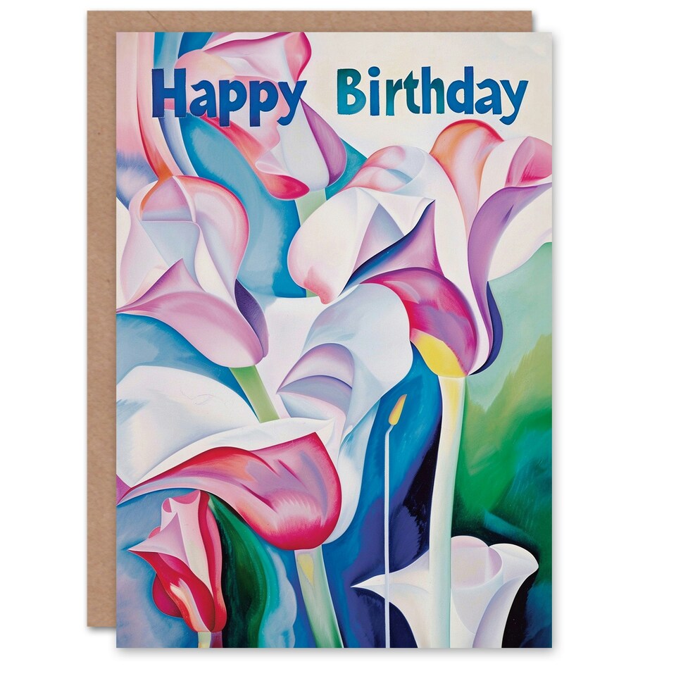 image 1 of Abstract Tulip Flower Bouquet Watercolour Her Birthday Card