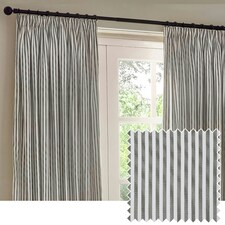 Yard Hebden Striped Cotton Grey Pencil Pleat Curtains 117 x 137cm