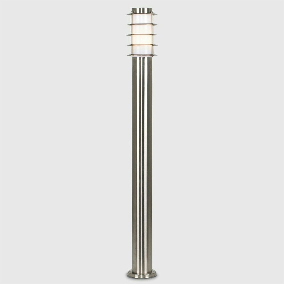 image 1 of ValueLights Pair of Silver 1m Outdoor Bollard Lights with 4W Warm White Bulb