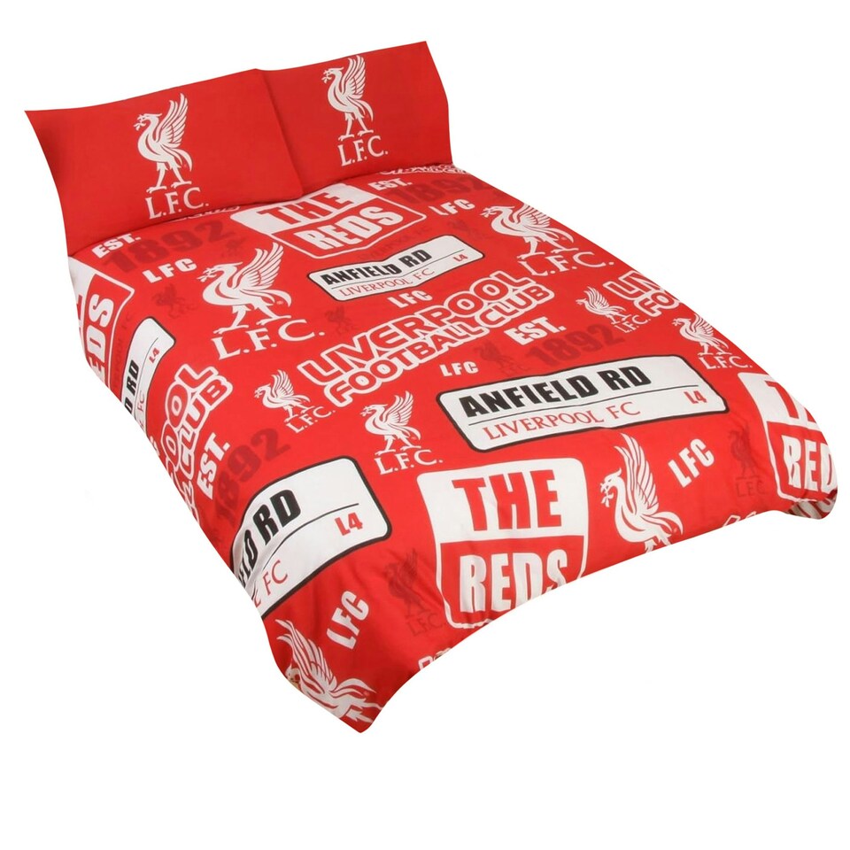 Liverpool FC Patch Single Duvet Cover And Pillow Case Set - Red - One Size