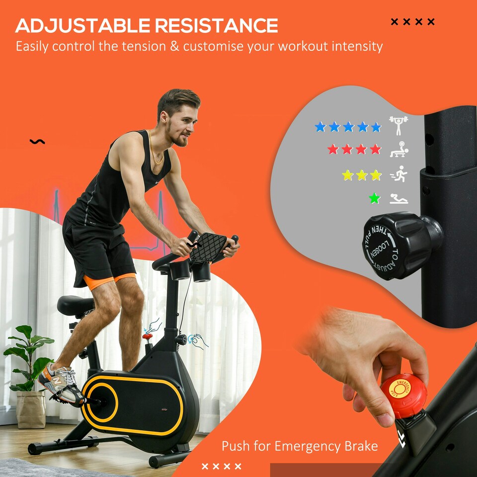 image 1 of SPORTNOW Exercise Bike, Stationary Bike w/ LCD Display for Home Cardio Workout