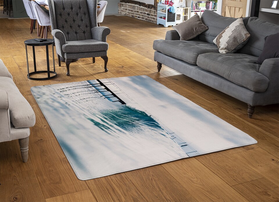 image 1 of Ocean Ideal Wave In Ocean. Breaking Blue Waves Designer Rug | Multi