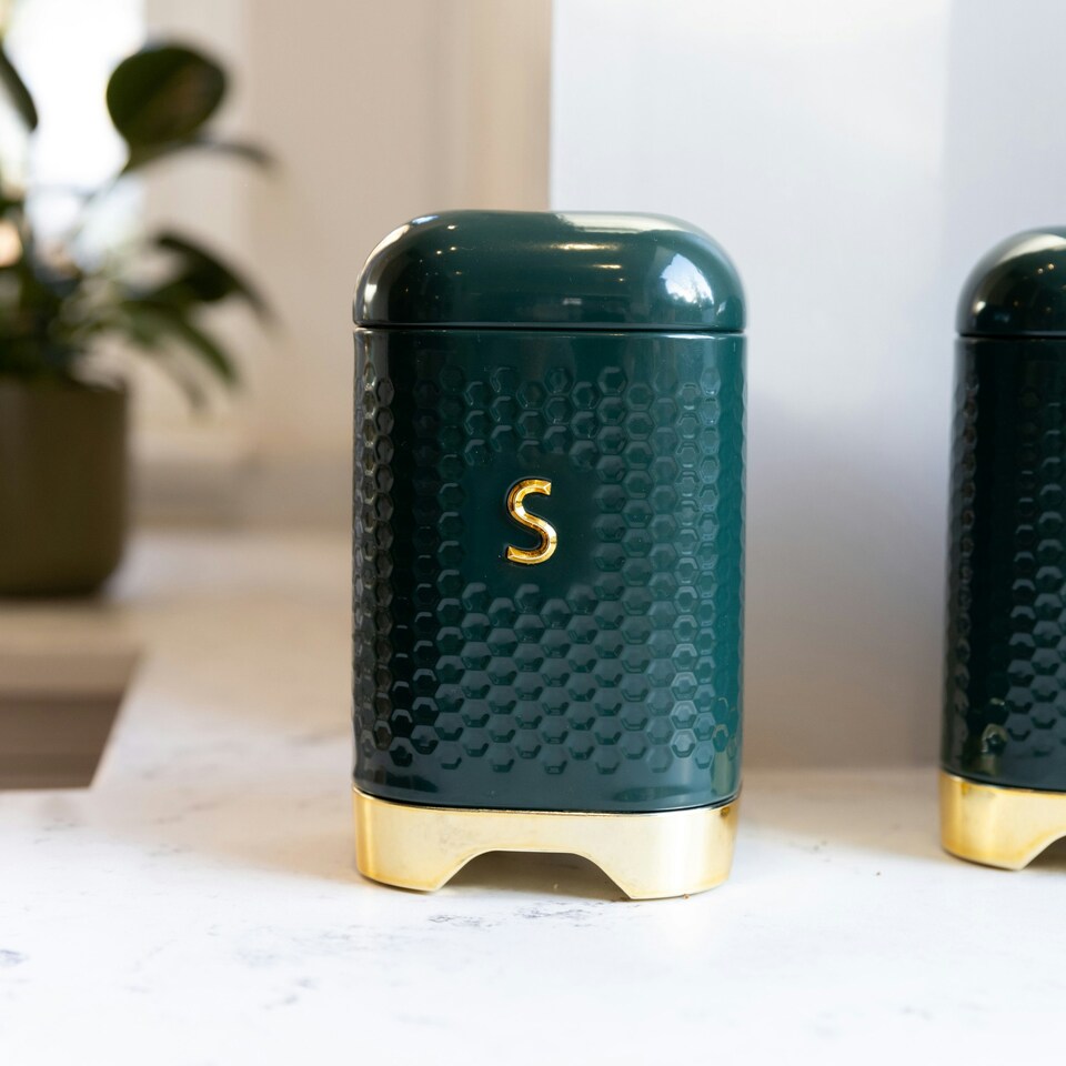 image 1 of Lovello Sugar Canister Green Textured 11x11cm