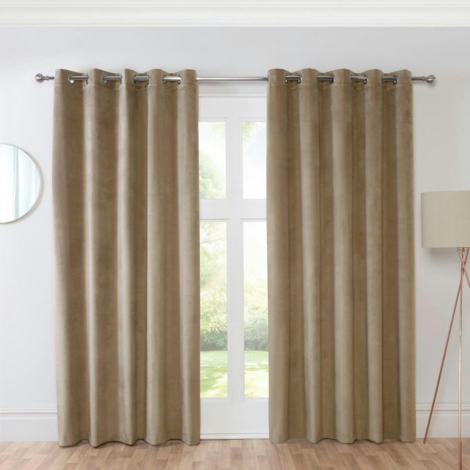 image 1 of Sundour Casa Eyelet Curtains Mocha Brown | 90x90"