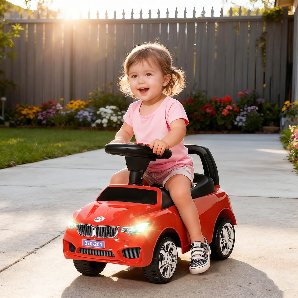 image 1 of HOMCOM Ride on Car Baby Toddler Walker Foot to Floor Sliding Car Slider with Horn Music Working Lights Storage for 1.5 - 3 Years Old, Red