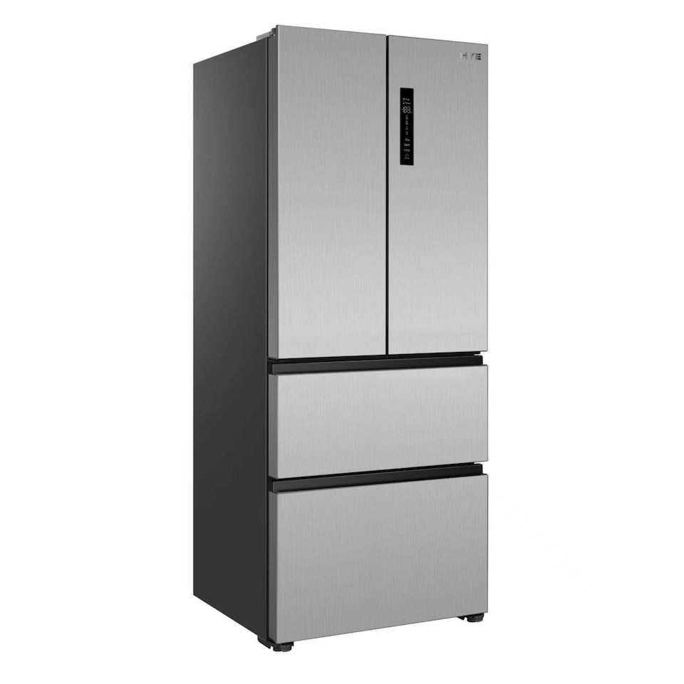 image 1 of HYE 403 Litre Frost Free French Door American Fridge Freezer, 70cm, Silver - RF01AMFD403DS07