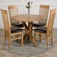 image 2 of Oregon Round Oak Dining Table with 4 Harvard Oak Chairs Brown