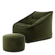 image 1 of icon Natalia Velvet Adults Bean Bag Armchair and Pouffe, Ready Filled Large Beanbag and Footstool Olive Green Green
