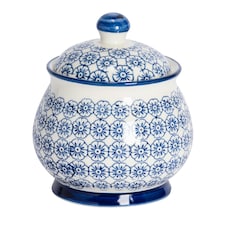 Nicola Spring Hand-Printed Sugar Bowl - 10cm - Navy Blue