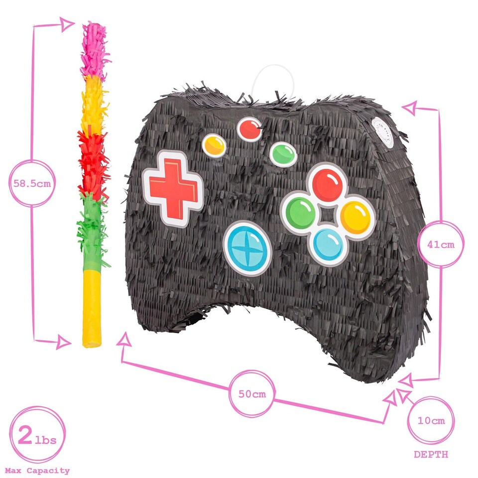 image 1 of Fax Potato 3pc Game Controller Pinata Set with Stick & Blindfold - Pink Stick