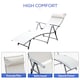 image 4 of Outsunny Sun Lounger Steel Frame Outdoor Folding Chaise Texteline Lounge Chair Recliner with Headrest & 7 Levels Adjustable Backrest, Cream White