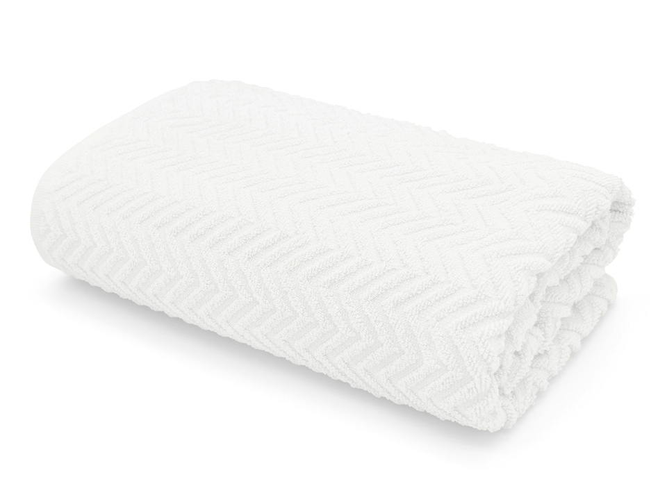 100% Cotton Chevron Towels - White | White | Hand towel