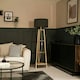 image 1 of ValueLights Hiru Wooden 3 Tier Shelf Floor Lamp Charcoal Boucle Shade & Bulb | Brown | Charcoal