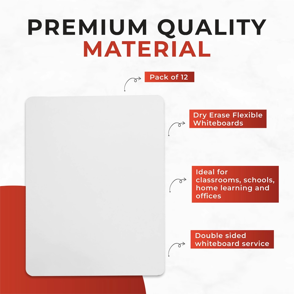 image 1 of Pack of 12 A3 Dry Wipe Whiteboards