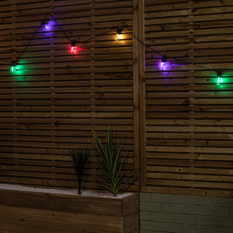 image 1 of Set of 20 Indoor Outdoor Connectable Vintage Festoon Lights with Multi-Coloured LEDs