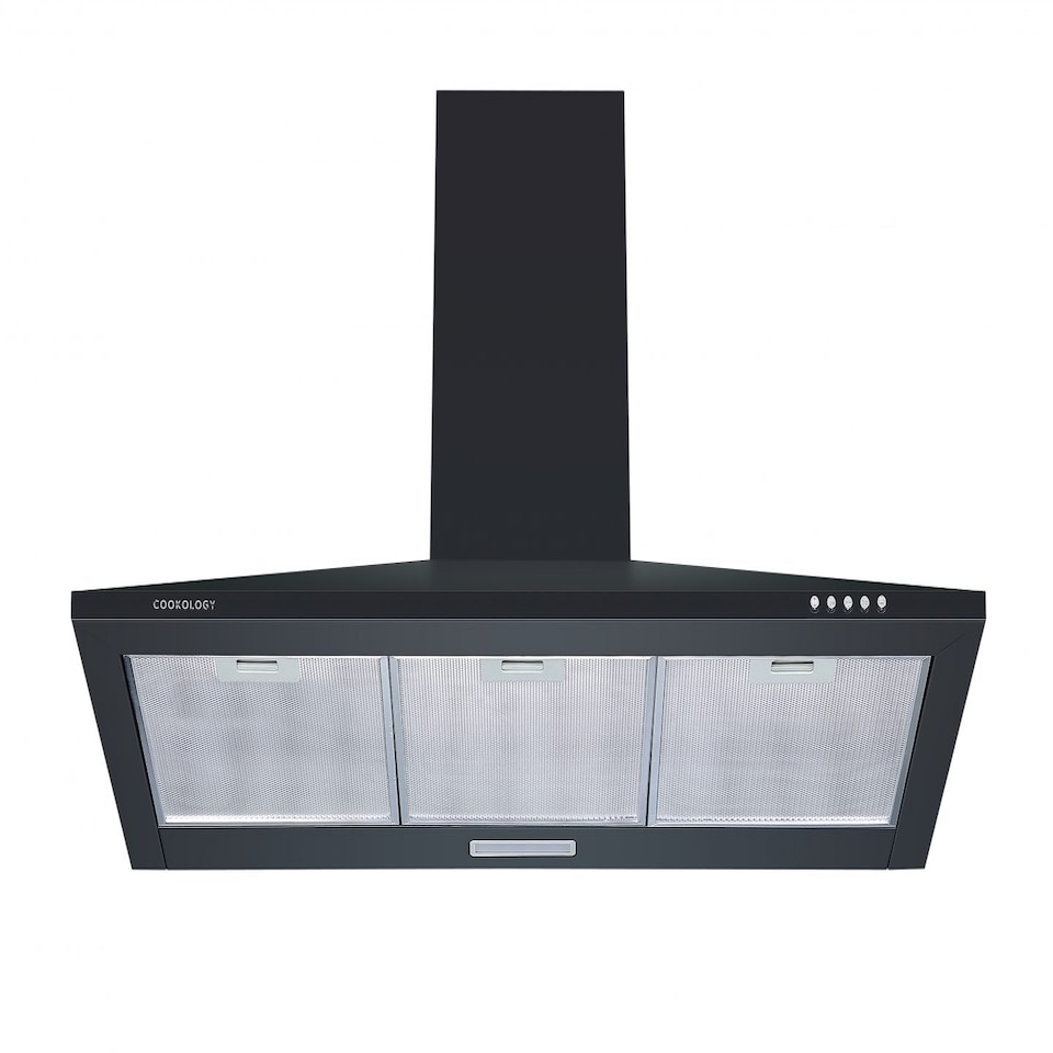 image 1 of Cookology 90cm Black Chimney Cooker Hood - Energy Rating A