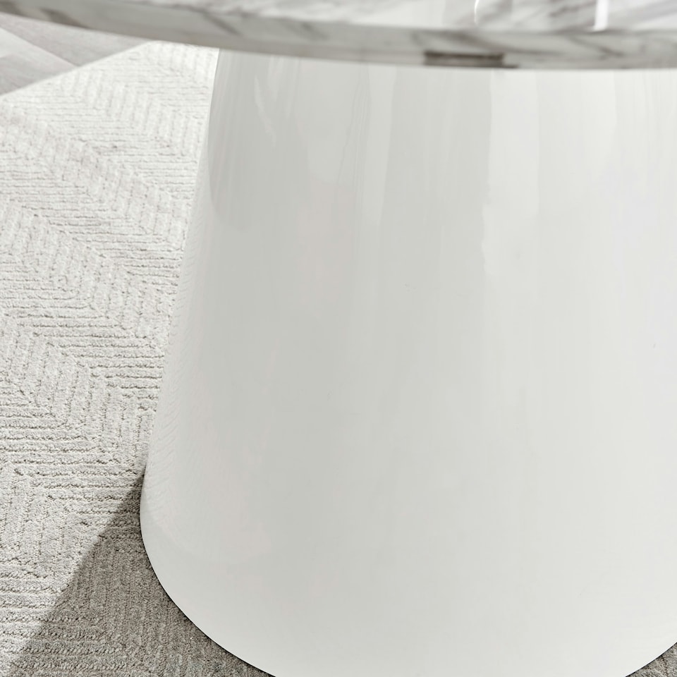 image 1 of Furniturebox Palma White Marble Effect Round Dining Table