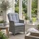 image 1 of 1pc Rattan Garden Dining Chair Grey Outdoor Patio Chairs with Cushion, Weatherproof Wicker Furniture