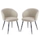 image 1 of SONARA Modern Set of 2 Chunky Weave Fabric Ergonomic Dining Chairs with Arms | White