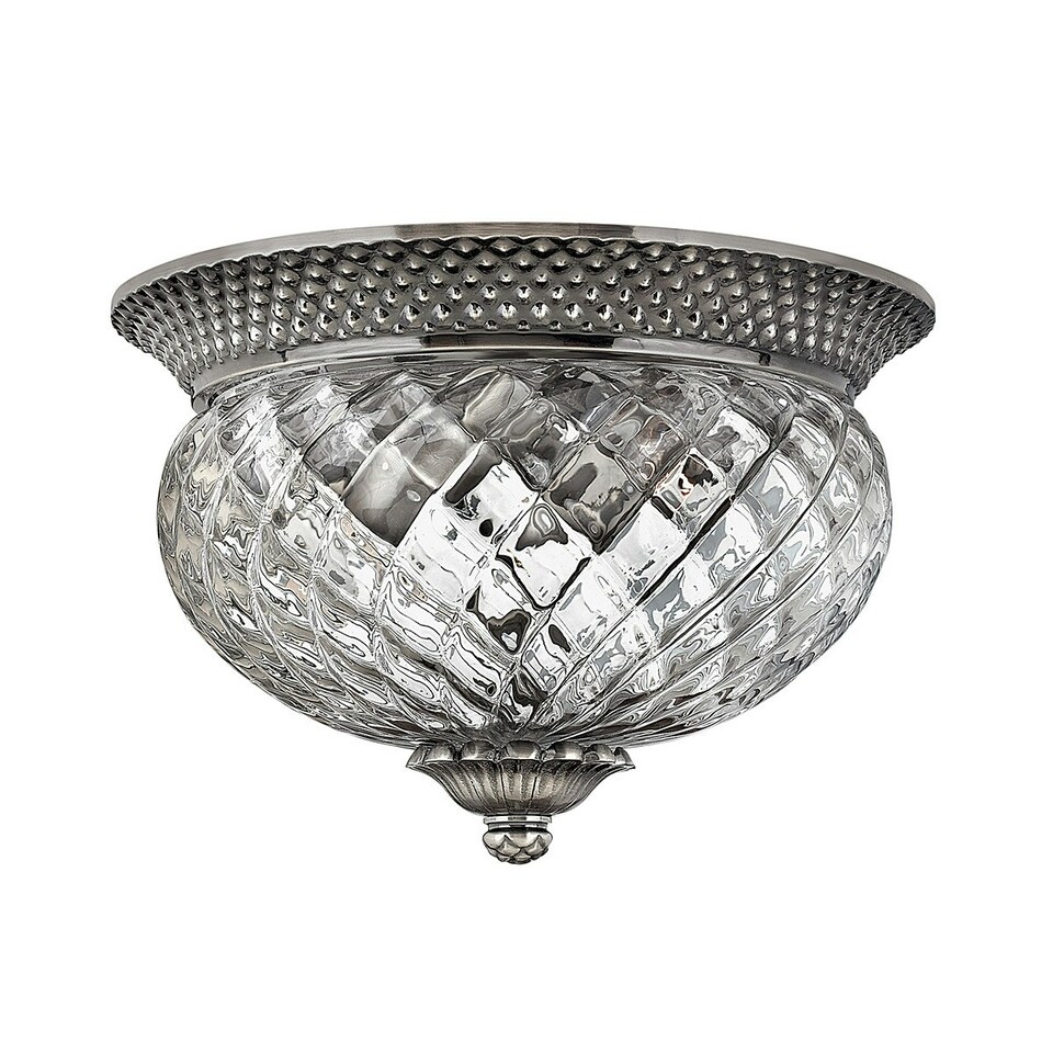image 1 of Plantation 2 Light Small Semi Flush Ceiling Light Polished Antique Nickel, E27