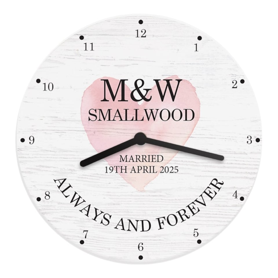 image 1 of Personalised Couples Wooden Clock