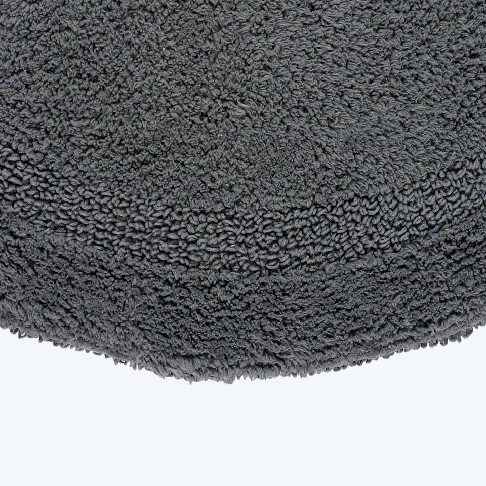 image 1 of Homescapes Luxury Reversible Round Bath Mat - Grey Grey