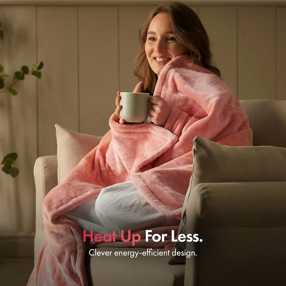 image 1 of VonHaus Heated Throw Blanket with Digital Control Pink