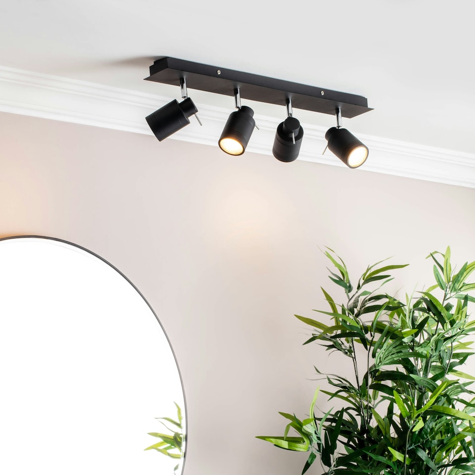 image 1 of BHS Hector Bathroom Ceiling Spotlight Bar | Black | Matte Black | 1