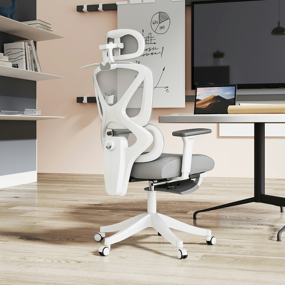 image 1 of HOMCOM Executive Office Chair, Recliner Computer Chair with Footrest, Grey Grey