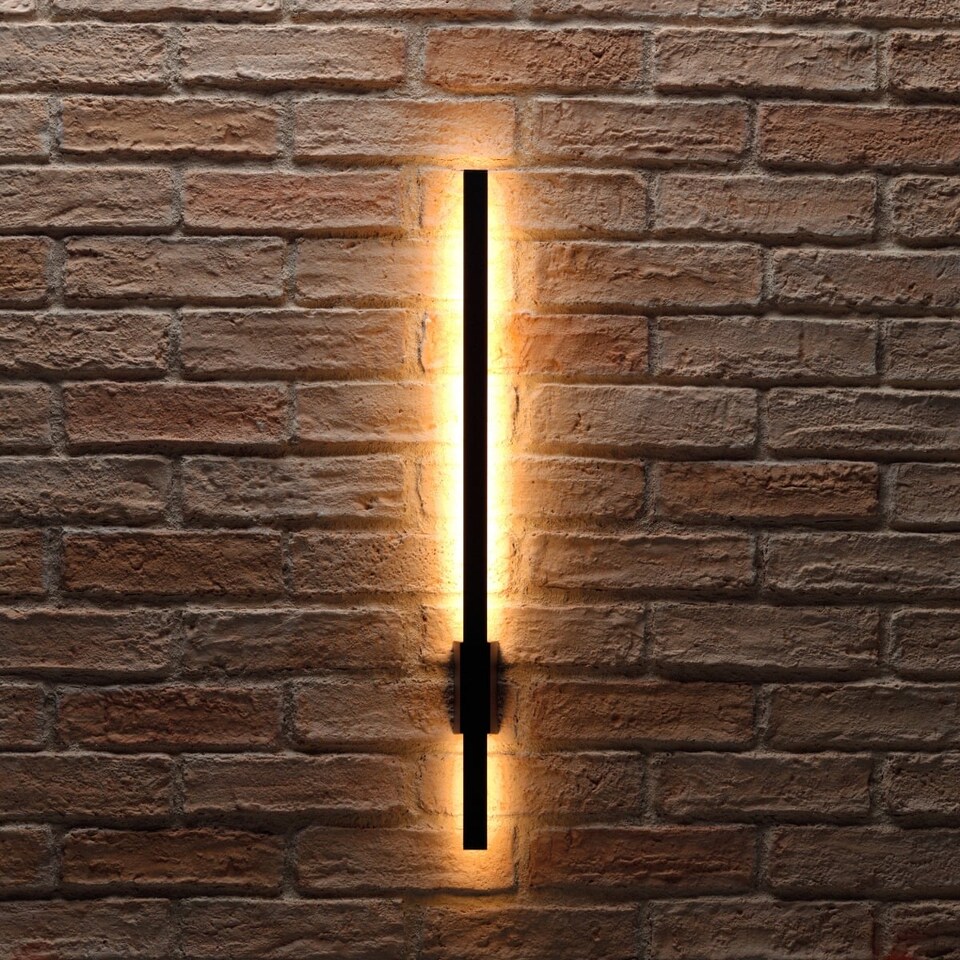 image 1 of Auraglow Linear Indoor & Outdoor LED Wall Light Black | Black | 1 Pack 90cm