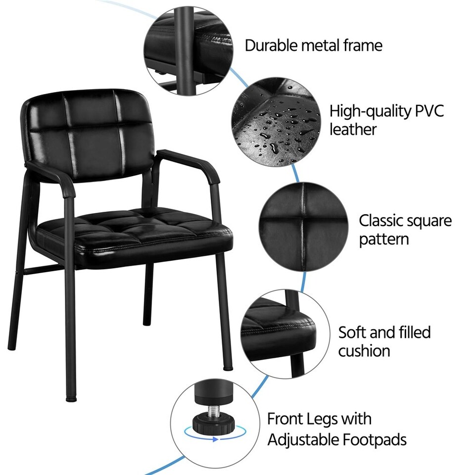 image 1 of Yaheetech 2pcs Office Reception Upholstered Chairs for Home & Office Black | Black