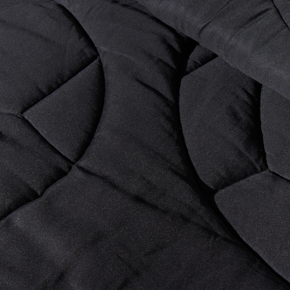 image 1 of OHS Quilted Embossed Patterned Soft Plump Coverless 7.5 Tog Washable Duvet Cover and Pillowcase Bedding Set | Black | Black Football | Single
