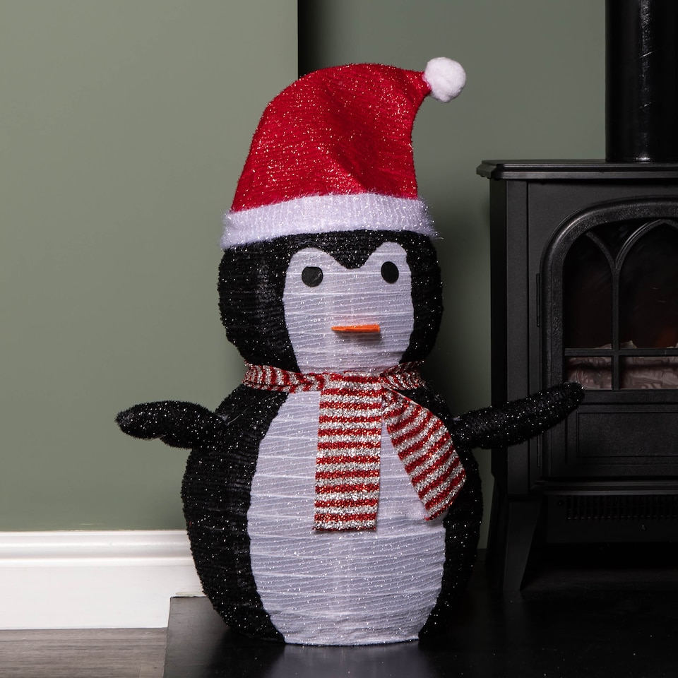 image 1 of 70cm Battery Operated Pop up Christmas Penguin with Static & Flashing White LEDs