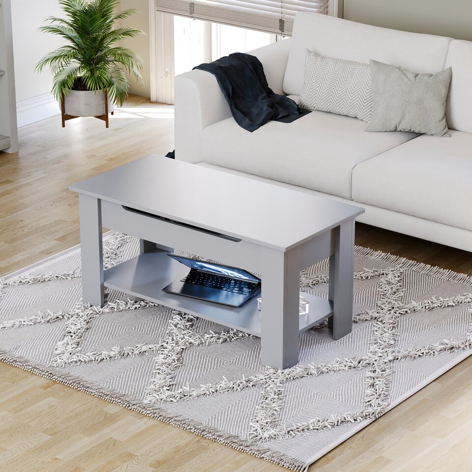 image 1 of Vida Designs Lift Up Coffee Table With Storage Compartment & Shelf, Grey